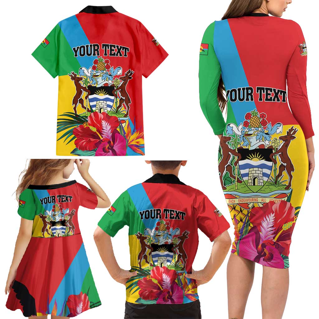 Personalised Barbuda Family Matching Long Sleeve Bodycon Dress and Hawaiian Shirt Frigate Bird Tropical Style