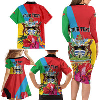 Personalised Barbuda Family Matching Long Sleeve Bodycon Dress and Hawaiian Shirt Frigate Bird Tropical Style