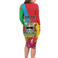Personalised Barbuda Family Matching Long Sleeve Bodycon Dress and Hawaiian Shirt Frigate Bird Tropical Style