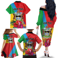 Personalised Barbuda Family Matching Off The Shoulder Long Sleeve Dress and Hawaiian Shirt Frigate Bird Tropical Style