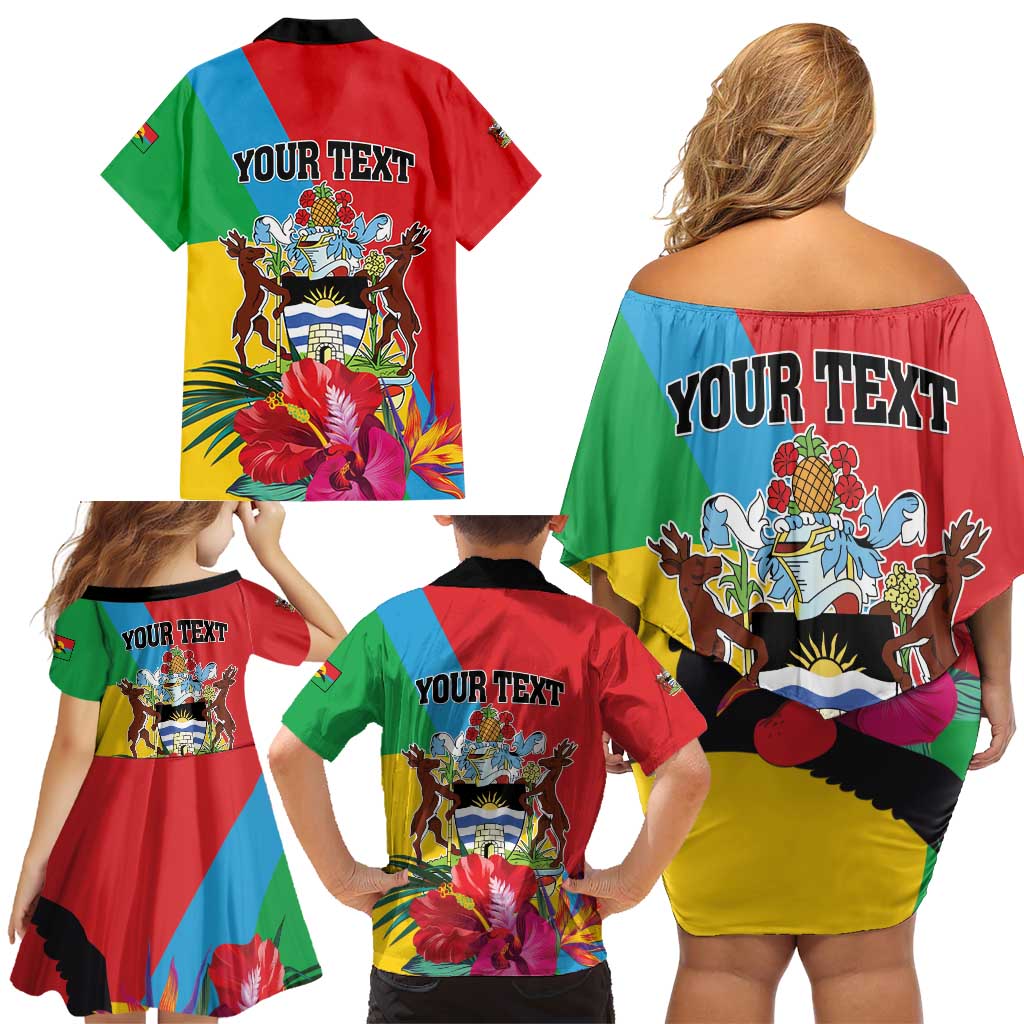 Personalised Barbuda Family Matching Off Shoulder Short Dress and Hawaiian Shirt Frigate Bird Tropical Style - Wonder Print Shop