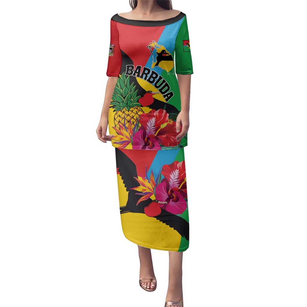 Personalised Barbuda Family Matching Puletasi and Hawaiian Shirt Frigate Bird Tropical Style