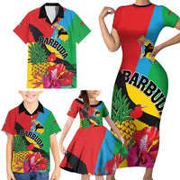 Personalised Barbuda Family Matching Short Sleeve Bodycon Dress and Hawaiian Shirt Frigate Bird Tropical Style - Wonder Print Shop