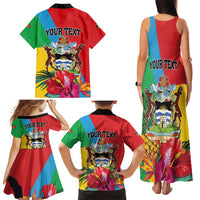 Personalised Barbuda Family Matching Tank Maxi Dress and Hawaiian Shirt Frigate Bird Tropical Style - Wonder Print Shop