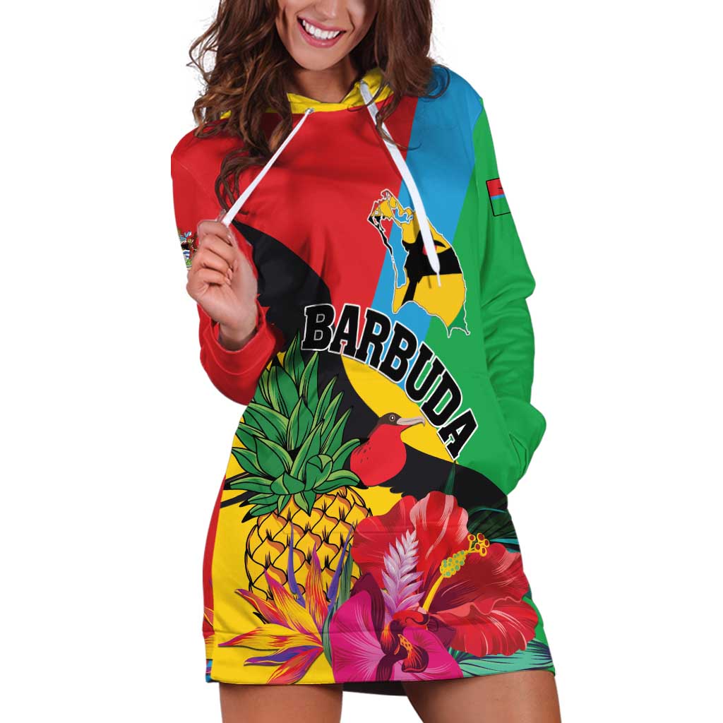 Personalised Barbuda Hoodie Dress Frigate Bird Tropical Style - Wonder Print Shop