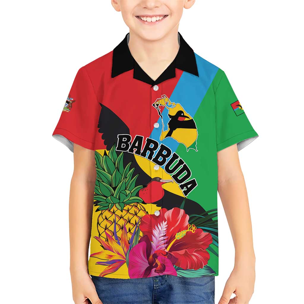 Personalised Barbuda Kid Hawaiian Shirt Frigate Bird Tropical Style - Wonder Print Shop