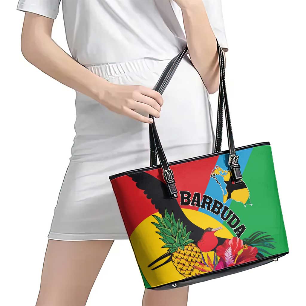 Barbuda Leather Tote Bag Frigate Bird Tropical Style