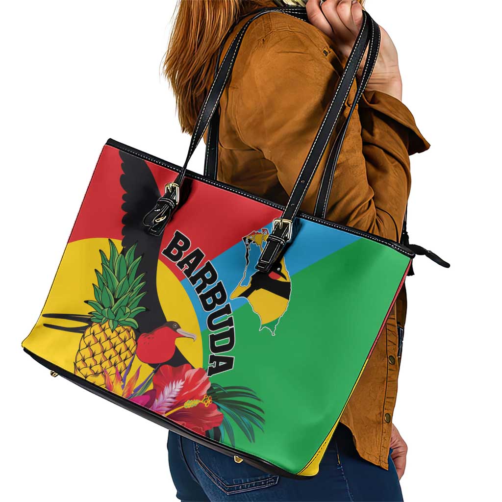 Barbuda Leather Tote Bag Frigate Bird Tropical Style