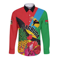 Personalised Barbuda Long Sleeve Button Shirt Frigate Bird Tropical Style