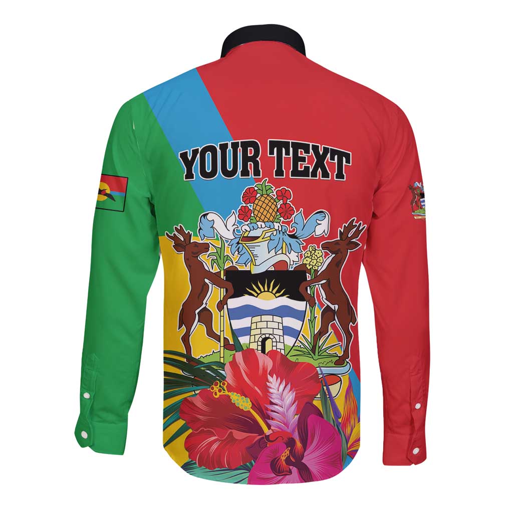 Personalised Barbuda Long Sleeve Button Shirt Frigate Bird Tropical Style