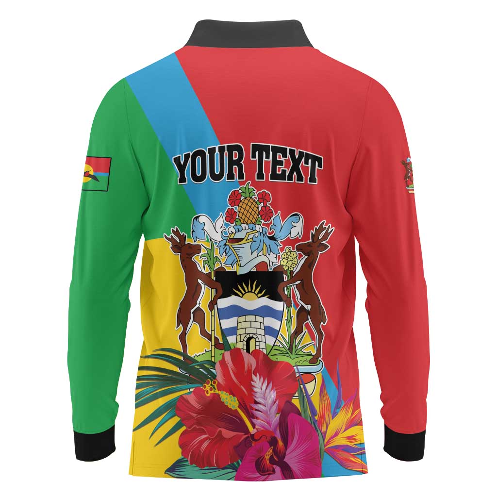 Personalised Barbuda Long Sleeve Polo Shirt Frigate Bird Tropical Style - Wonder Print Shop