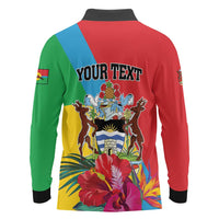 Personalised Barbuda Long Sleeve Polo Shirt Frigate Bird Tropical Style - Wonder Print Shop