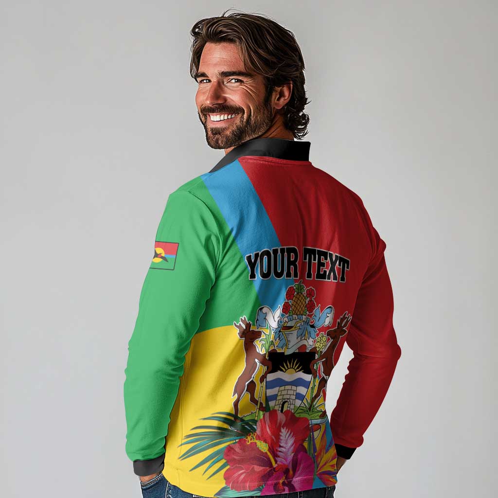 Personalised Barbuda Long Sleeve Polo Shirt Frigate Bird Tropical Style - Wonder Print Shop