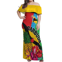 Personalised Barbuda Off Shoulder Maxi Dress Frigate Bird Tropical Style - Wonder Print Shop