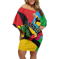 Personalised Barbuda Off Shoulder Short Dress Frigate Bird Tropical Style - Wonder Print Shop