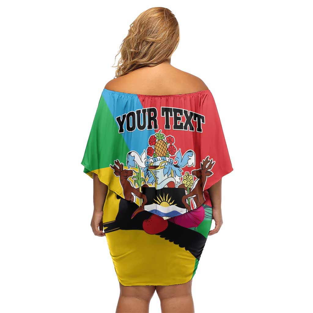 Personalised Barbuda Off Shoulder Short Dress Frigate Bird Tropical Style - Wonder Print Shop