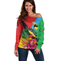 Personalised Barbuda Off Shoulder Sweater Frigate Bird Tropical Style - Wonder Print Shop