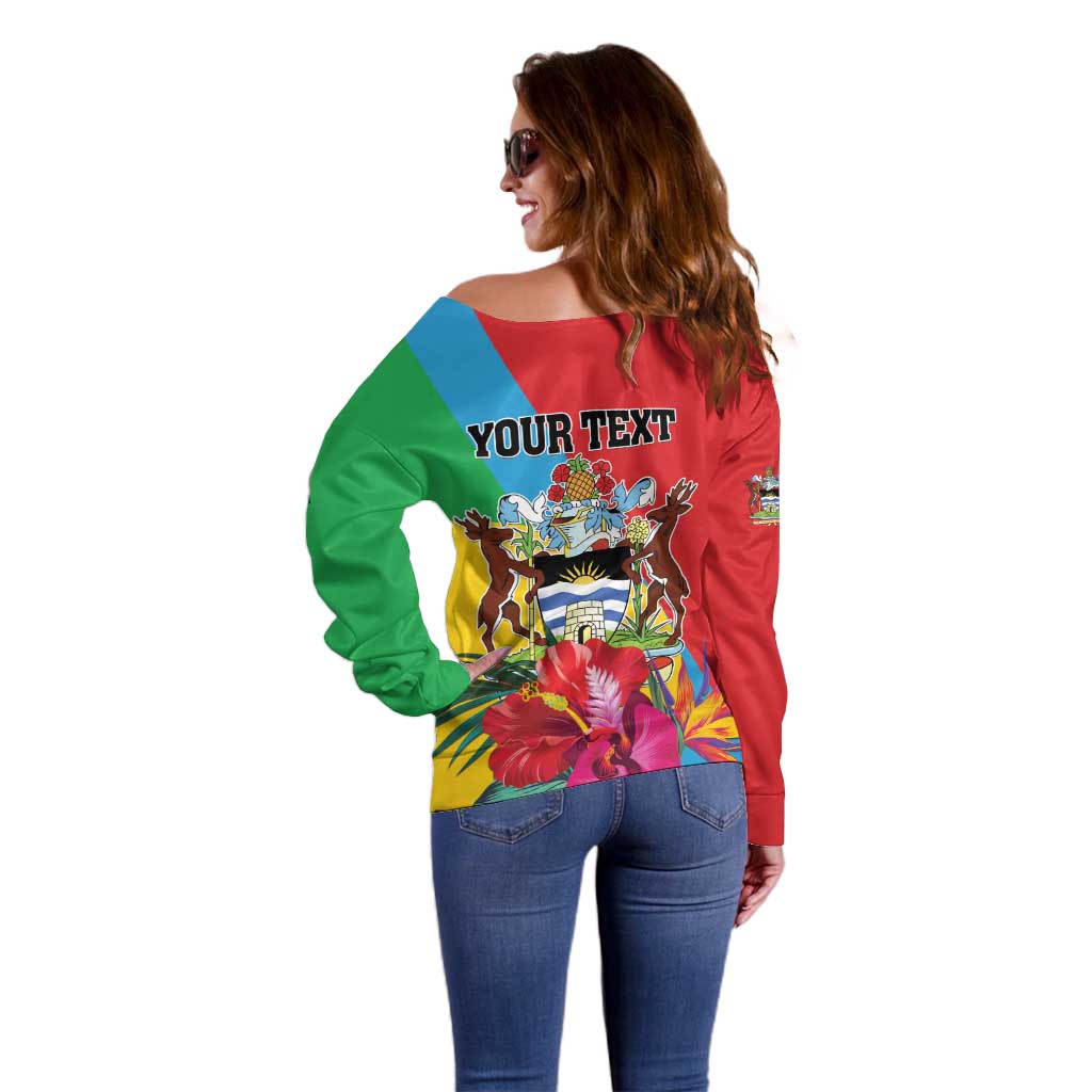 Personalised Barbuda Off Shoulder Sweater Frigate Bird Tropical Style - Wonder Print Shop
