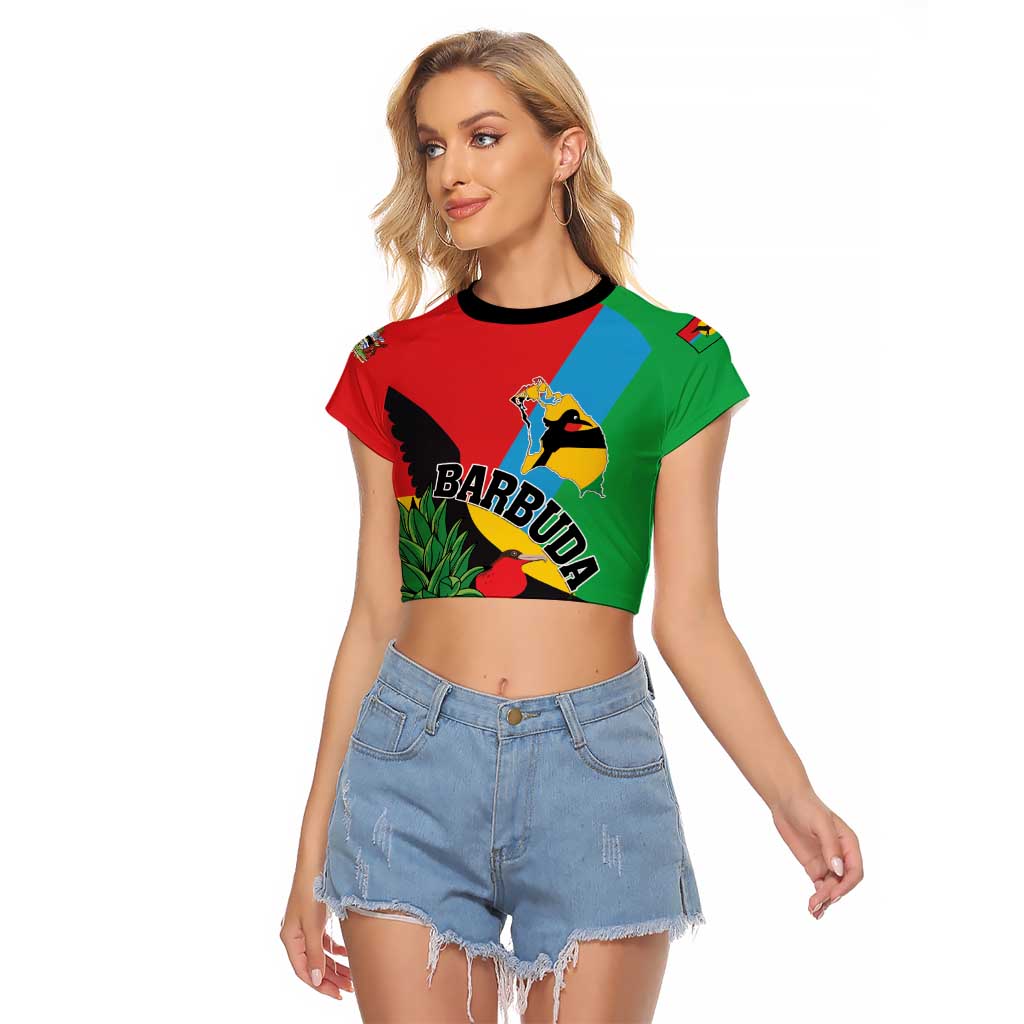 Personalised Barbuda Raglan Cropped T Shirt Frigate Bird Tropical Style - Wonder Print Shop
