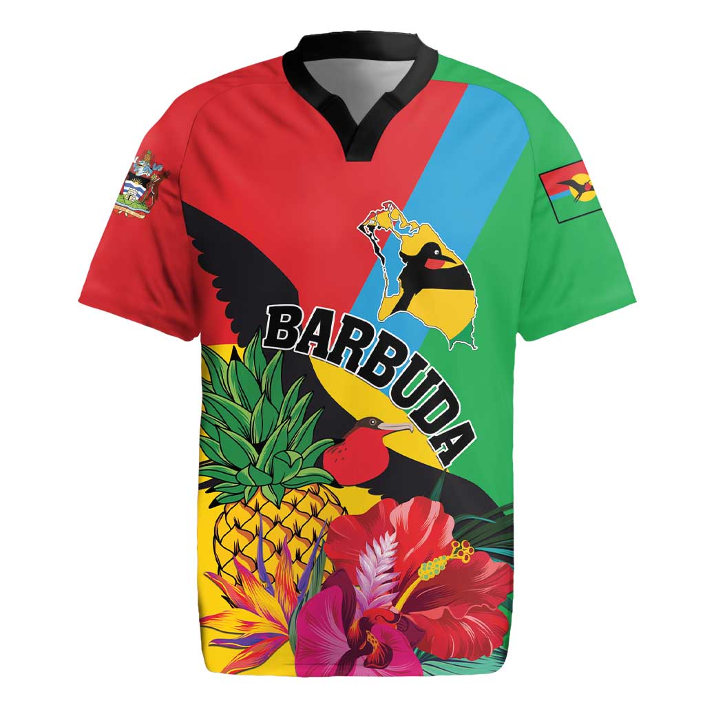 Personalised Barbuda Rugby Jersey Frigate Bird Tropical Style - Wonder Print Shop