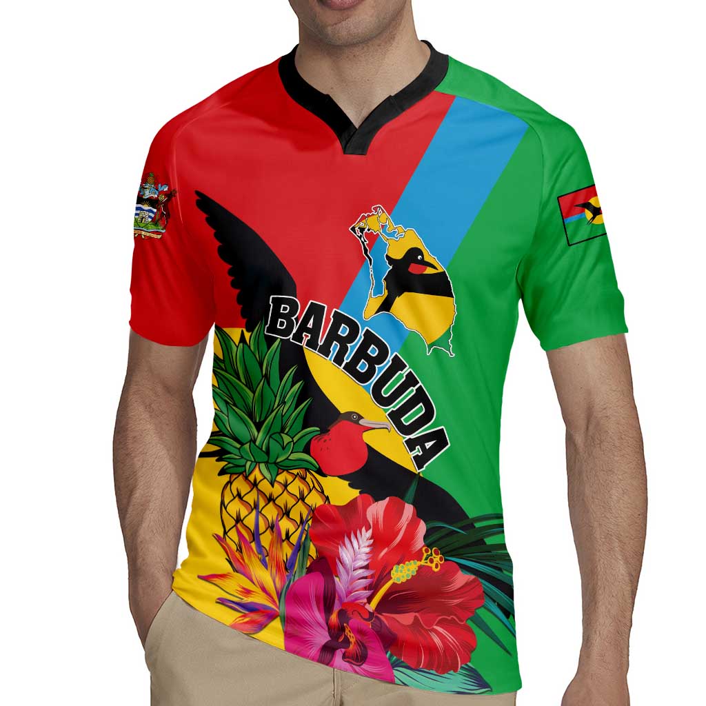 Personalised Barbuda Rugby Jersey Frigate Bird Tropical Style - Wonder Print Shop