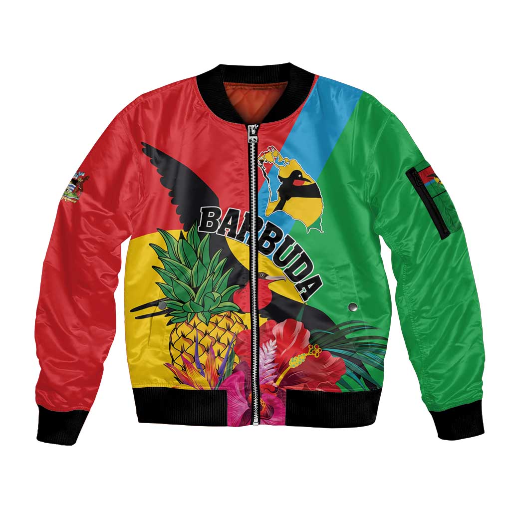 Personalised Barbuda Sleeve Zip Bomber Jacket Frigate Bird Tropical Style - Wonder Print Shop
