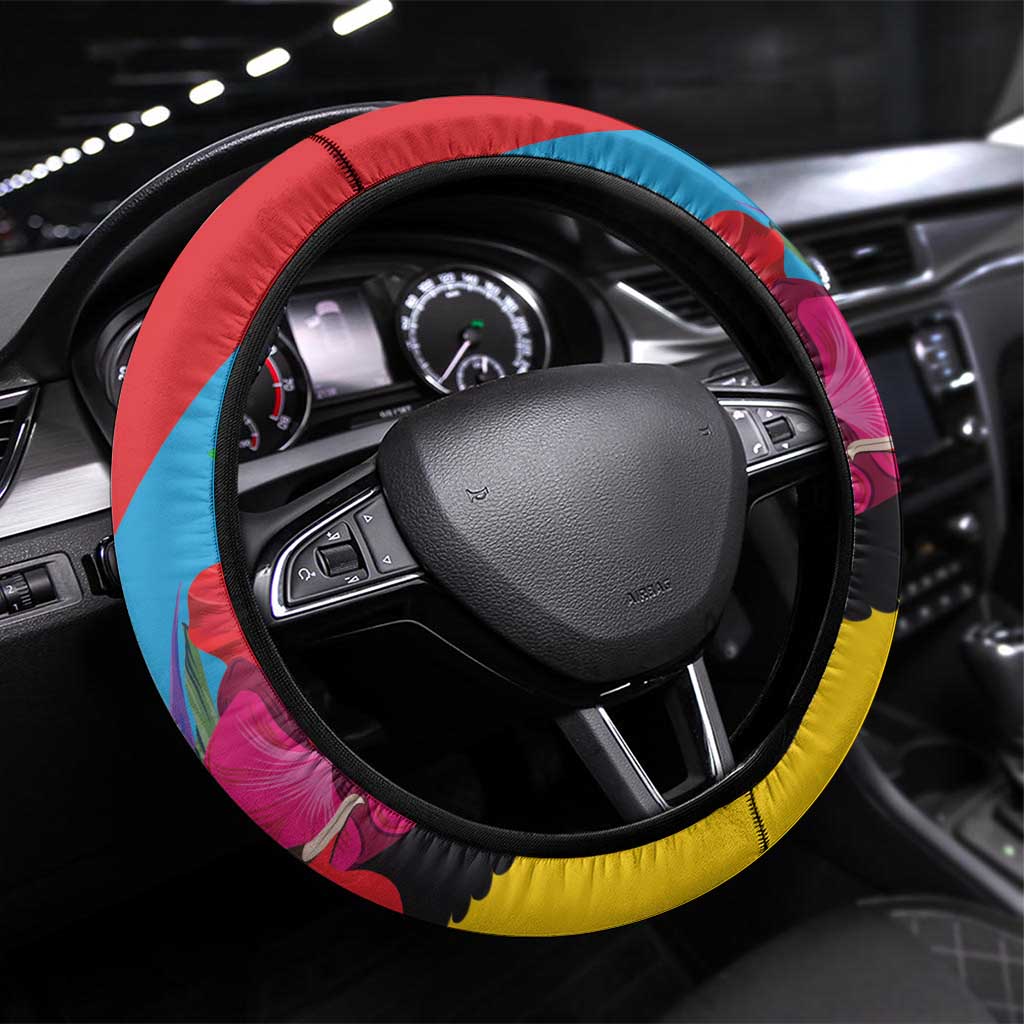 Barbuda Steering Wheel Cover Frigate Bird Tropical Style - Wonder Print Shop