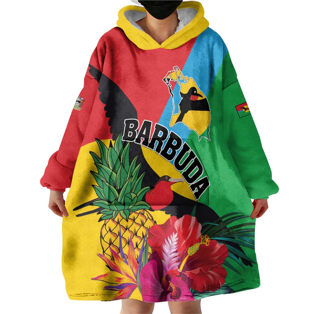 Personalised Barbuda Wearable Blanket Hoodie Frigate Bird Tropical Style - Wonder Print Shop