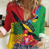 Personalised Barbuda Women Casual Shirt Frigate Bird Tropical Style - Wonder Print Shop