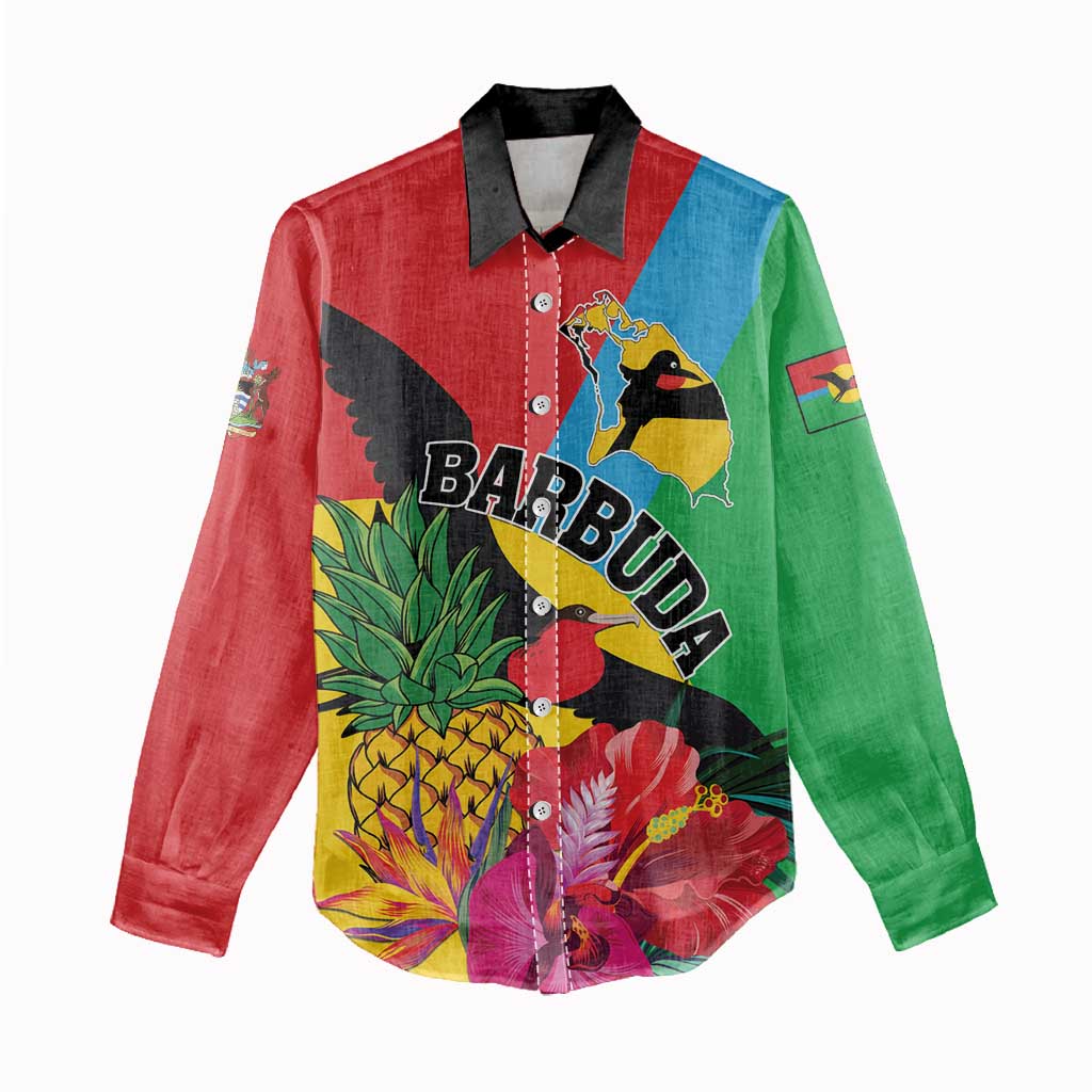 Personalised Barbuda Women Casual Shirt Frigate Bird Tropical Style - Wonder Print Shop