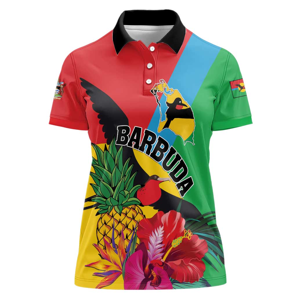 Personalised Barbuda Women Polo Shirt Frigate Bird Tropical Style - Wonder Print Shop