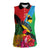 Personalised Barbuda Women Sleeveless Polo Shirt Frigate Bird Tropical Style - Wonder Print Shop