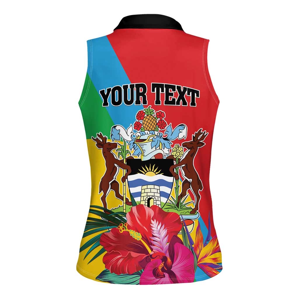 Personalised Barbuda Women Sleeveless Polo Shirt Frigate Bird Tropical Style - Wonder Print Shop