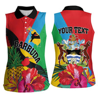 Personalised Barbuda Women Sleeveless Polo Shirt Frigate Bird Tropical Style - Wonder Print Shop