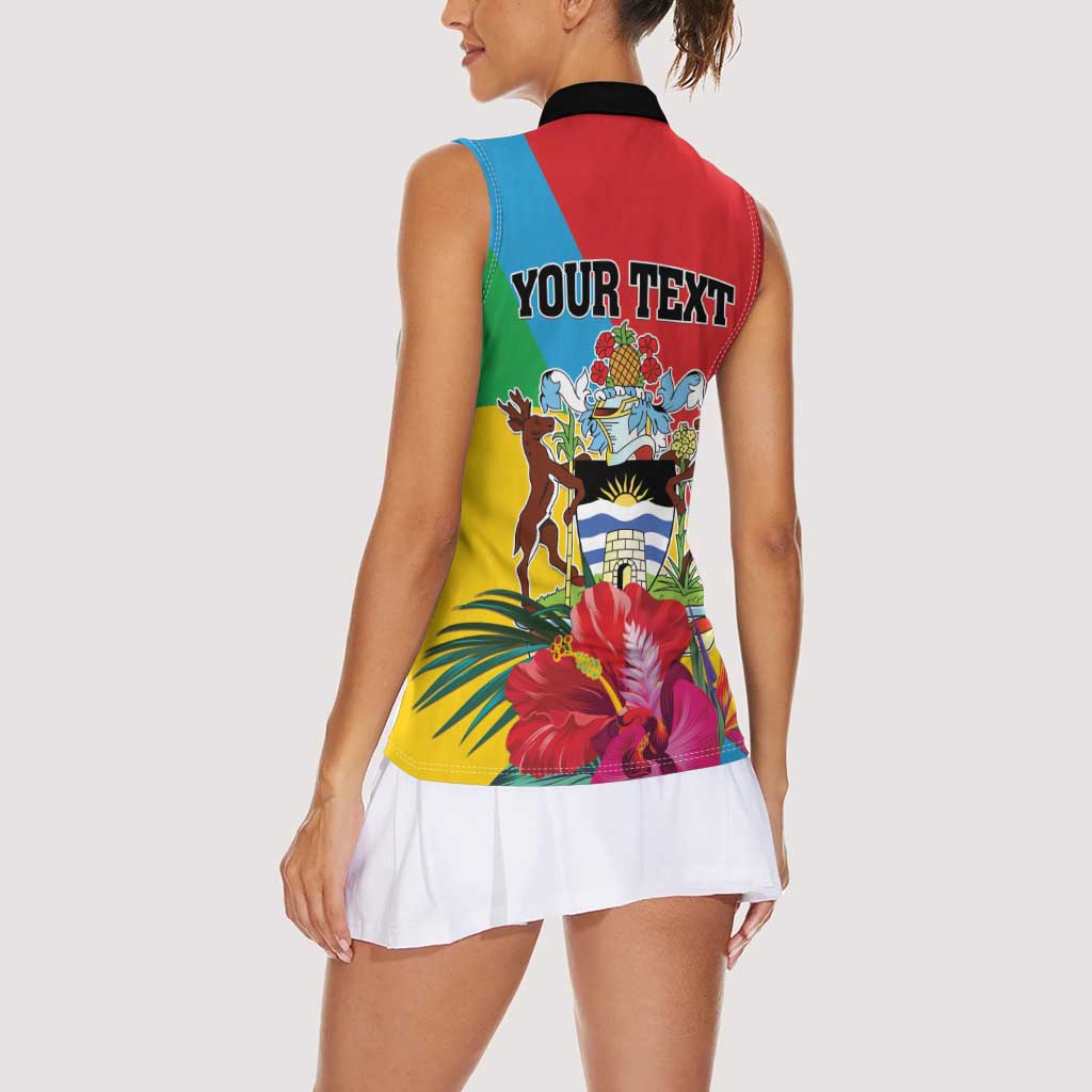 Personalised Barbuda Women Sleeveless Polo Shirt Frigate Bird Tropical Style - Wonder Print Shop