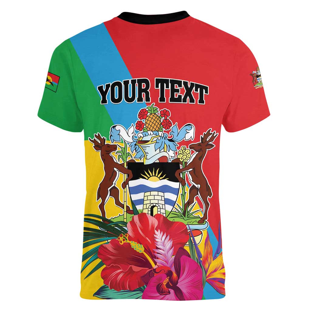 Personalised Barbuda Women V-Neck T-Shirt Frigate Bird Tropical Style - Wonder Print Shop