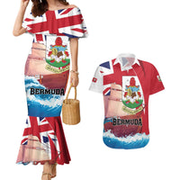 Personalised Bermuda Couples Matching Mermaid Dress and Hawaiian Shirt Quo Fata Ferunt