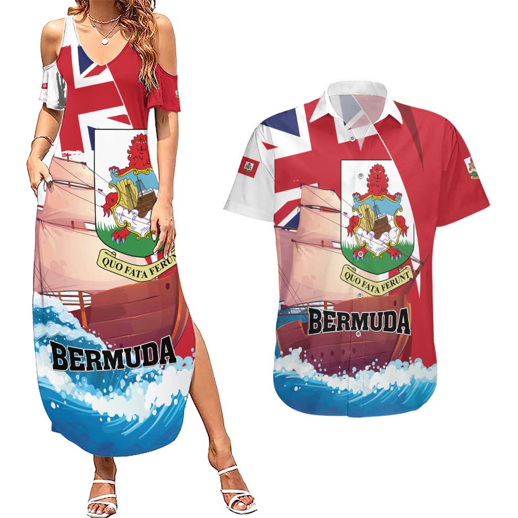 Personalised Bermuda Couples Matching Summer Maxi Dress and Hawaiian Shirt Quo Fata Ferunt