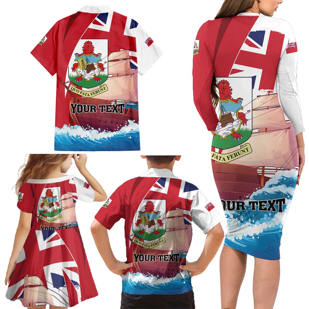 Personalised Bermuda Family Matching Long Sleeve Bodycon Dress and Hawaiian Shirt Quo Fata Ferunt