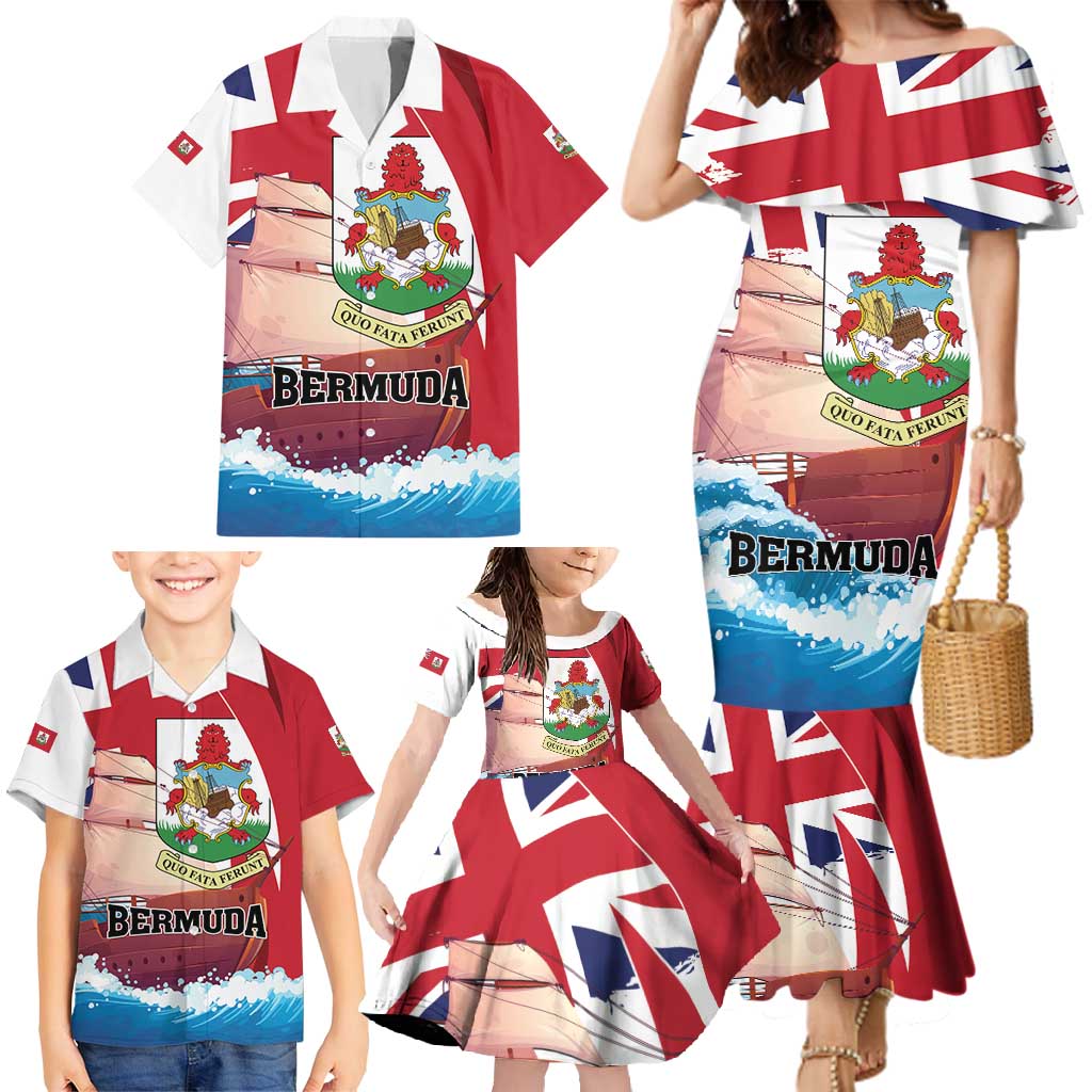 Personalised Bermuda Family Matching Mermaid Dress and Hawaiian Shirt Quo Fata Ferunt