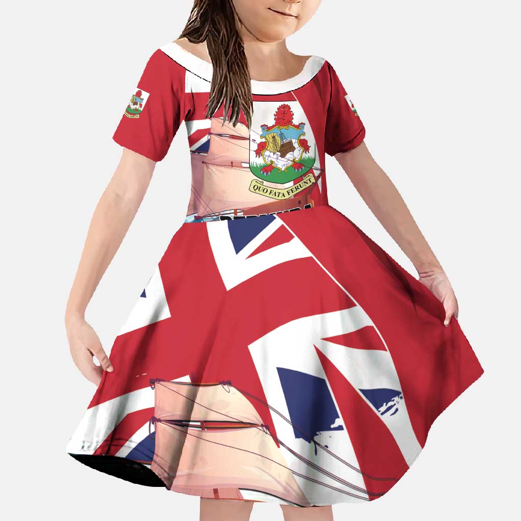 Personalised Bermuda Family Matching Off Shoulder Maxi Dress and Hawaiian Shirt Quo Fata Ferunt - Wonder Print Shop