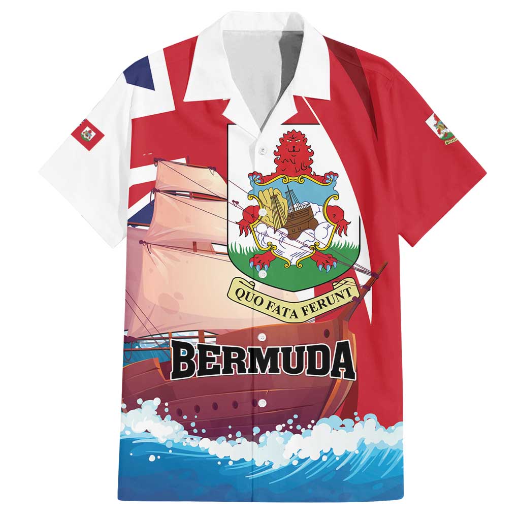 Personalised Bermuda Family Matching Off Shoulder Maxi Dress and Hawaiian Shirt Quo Fata Ferunt - Wonder Print Shop