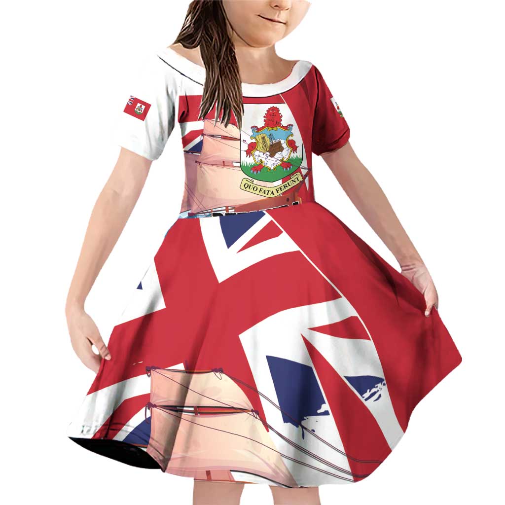 Personalised Bermuda Family Matching Off Shoulder Short Dress and Hawaiian Shirt Quo Fata Ferunt - Wonder Print Shop