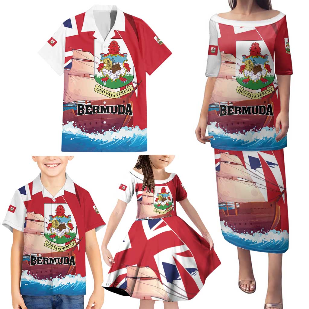 Personalised Bermuda Family Matching Puletasi and Hawaiian Shirt Quo Fata Ferunt