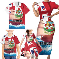 Personalised Bermuda Family Matching Short Sleeve Bodycon Dress and Hawaiian Shirt Quo Fata Ferunt - Wonder Print Shop