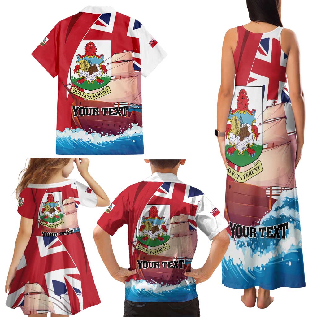 Personalised Bermuda Family Matching Tank Maxi Dress and Hawaiian Shirt Quo Fata Ferunt - Wonder Print Shop