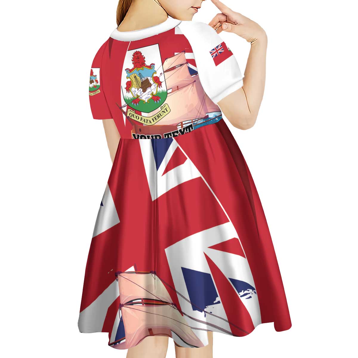 Personalised Bermuda Kid Short Sleeve Dress Quo Fata Ferunt - Wonder Print Shop