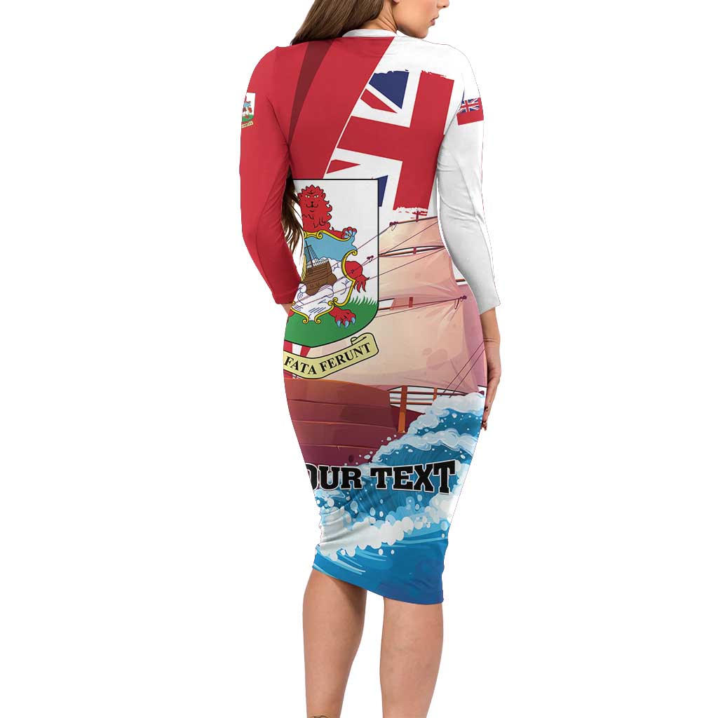 Personalised Bermuda Long Sleeve Bodycon Dress Quo Fata Ferunt - Wonder Print Shop