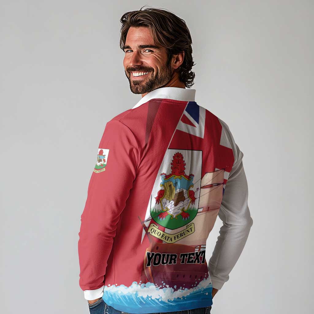 Personalised Bermuda Long Sleeve Polo Shirt Quo Fata Ferunt - Wonder Print Shop