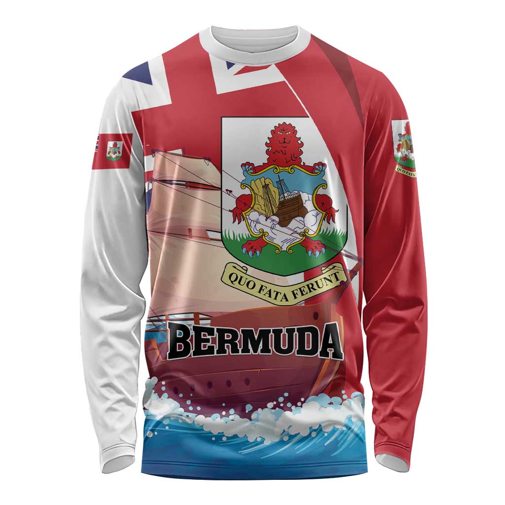 Personalised Bermuda Long Sleeve Shirt Quo Fata Ferunt - Wonder Print Shop